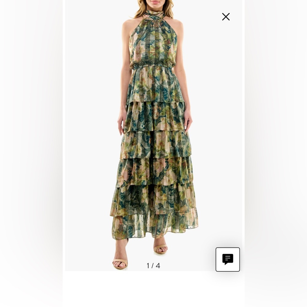 Socialite Green Floral Tiered Maxi Dress